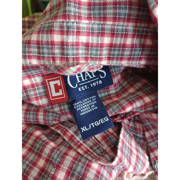 Chaps Shirt Mens XL Red Gray Button Up Long Sleeve Casual Men Est 1978 - Picture 10 of 10